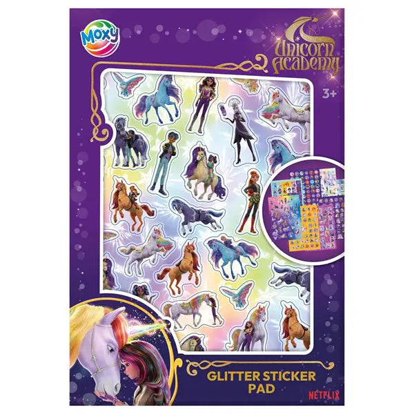 Naklejki brokatowe Unicorn Academy - A5 8 arkuszy