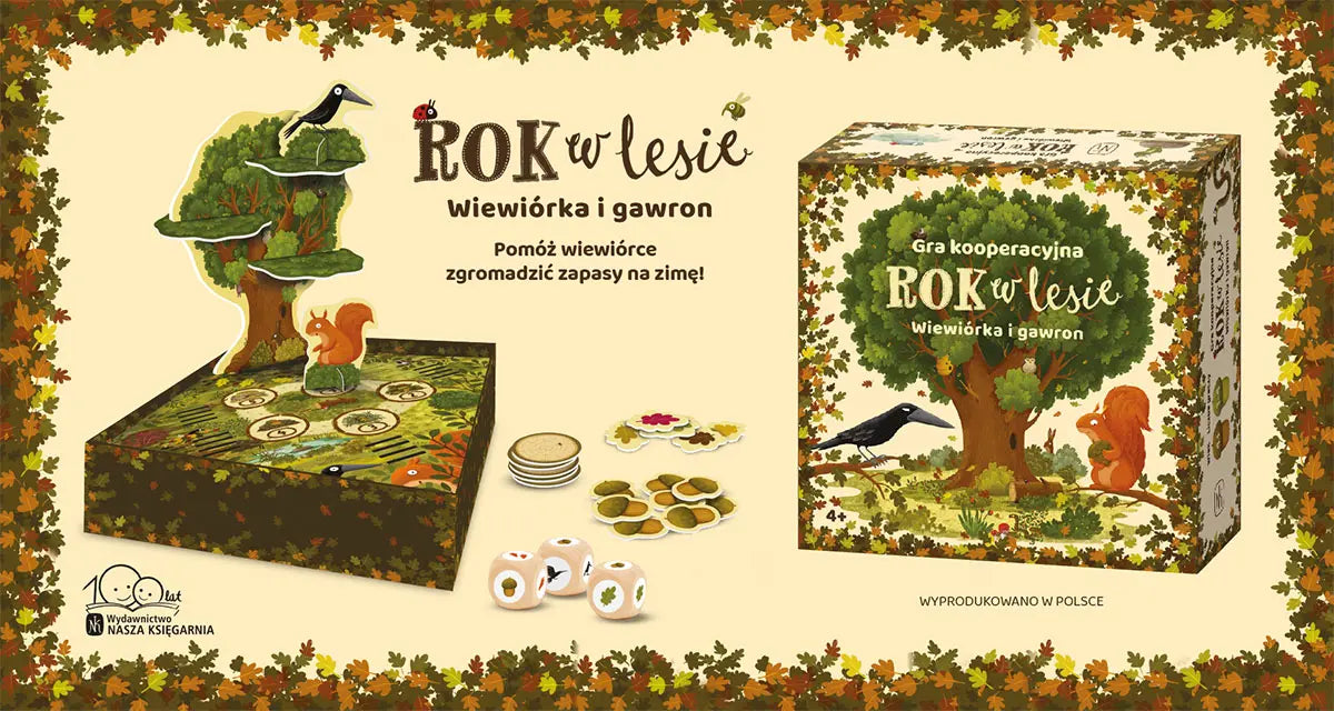 Rok w lesie gra wiewiórka i gawron