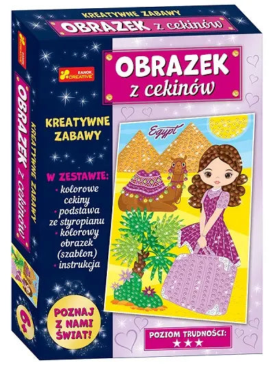 Cekinowy obrazek podróże małe i duże egipt