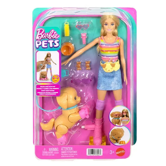 Barbie lalka i piesek na wrotkach
