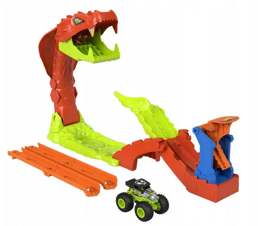 Hot Wheels monster trucks tor wyścigowy Nokaut węża+autko