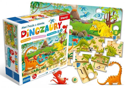 Maxi puzzle z dziurką Dinozaury