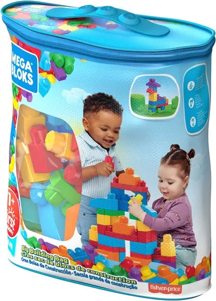 Mega block klocki 60 elementów torba niebieska/różowa