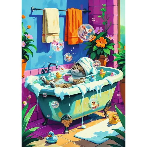 Puzzle Pets and People Stuff 1000 el. Miau, Relaks, Powtórz