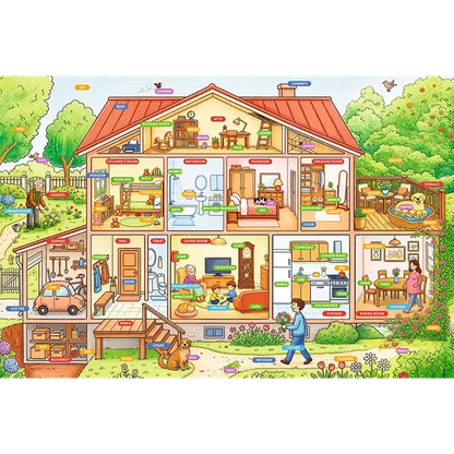Puzzle Rodzina Treflików, Edukacyjne 104 el. W moim rodzinnym domu