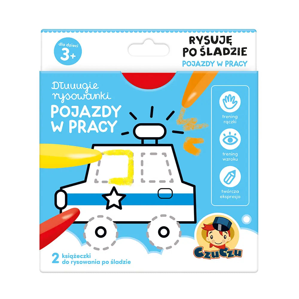Dłuuugie rysowanki 3+ rysuję po śladzie pojazdy w pracy