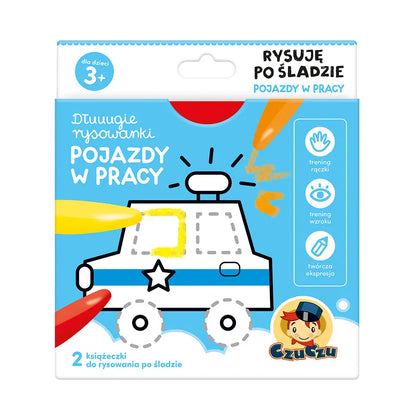 Dłuuugie rysowanki 3+ rysuję po śladzie pojazdy w pracy