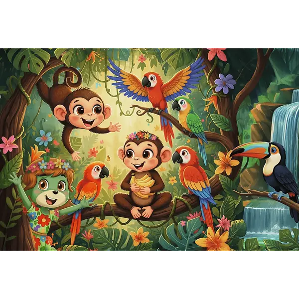 Puzzle Inspired By Nature 100 el. Małpki i przyjaciele