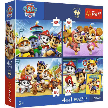Puzzle Premium Plus Kids, Psi Patrol 4 x 88 el. Psia straż