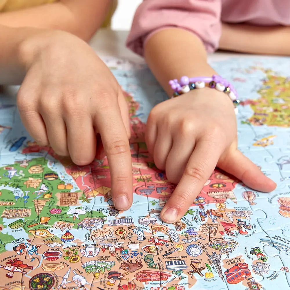 Puzzle odkrywcy mapa świata 7+