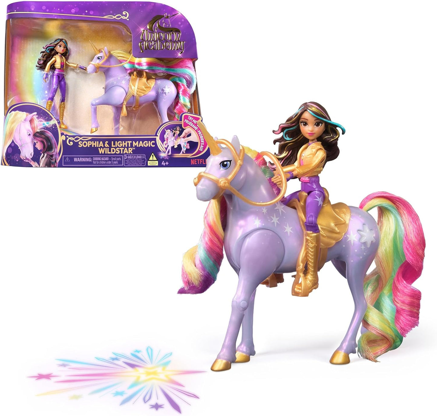 Unicorn academy zestaw lalka + jednorożec świecący