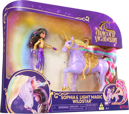 Unicorn academy zestaw lalka + jednorożec świecący