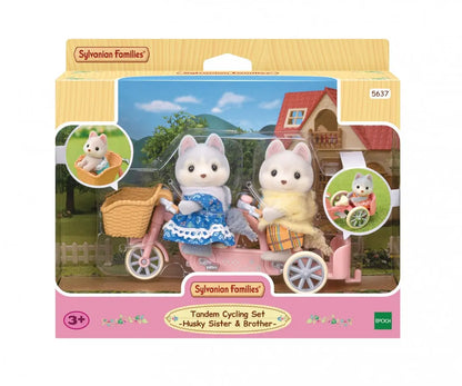 Sylvanian pieski husky na rowerze