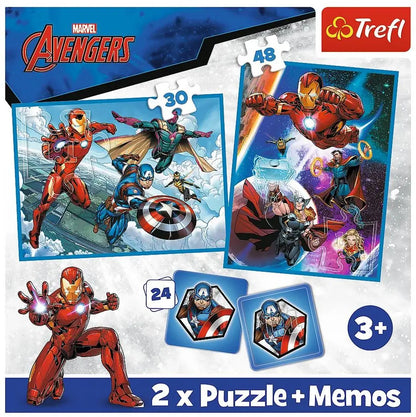 Puzzle 2w1 + memos bohaterowie w akcji: avengers