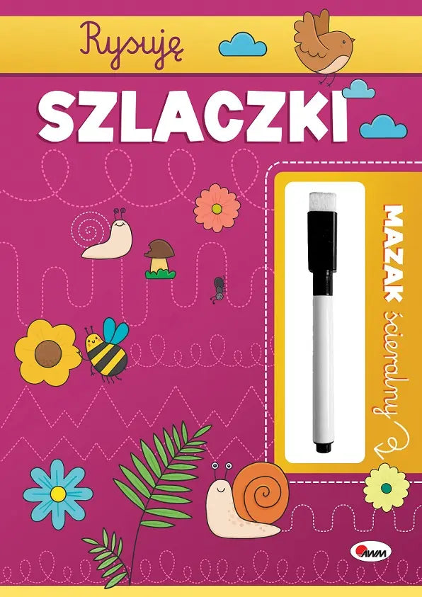 Książka edukacyjna z mazakiem ścieralnym - Rysuję szlaczki