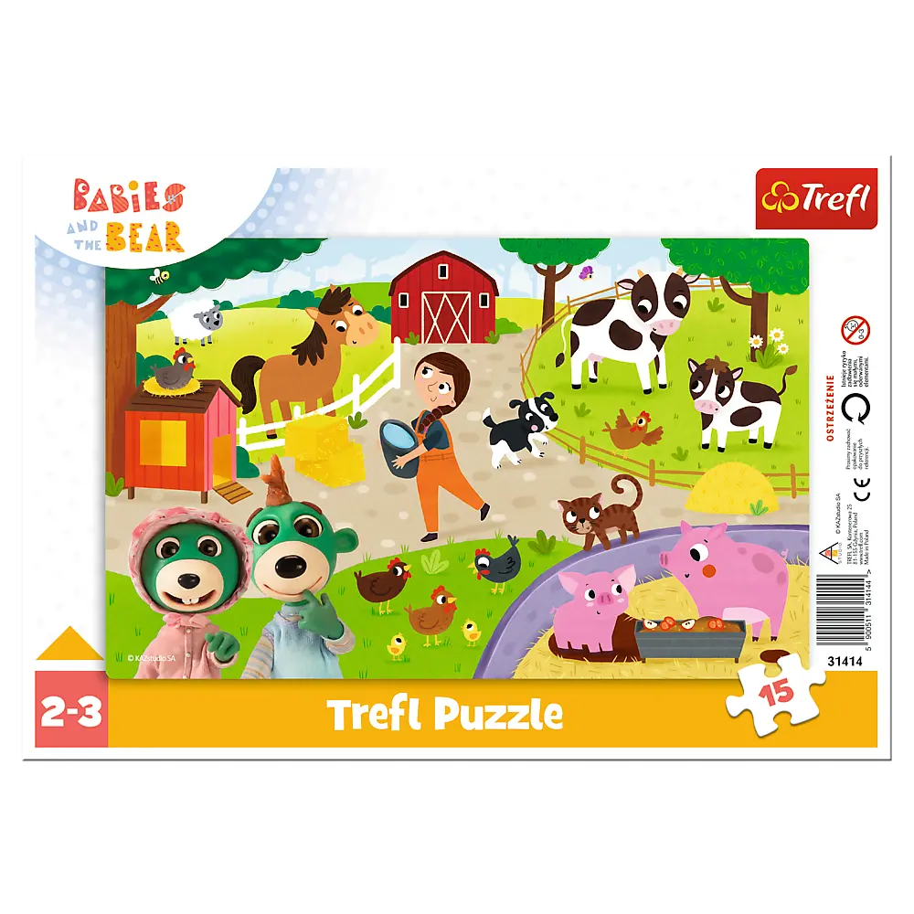 Puzzle ramkowe 15 elementów Urocze Bobaski