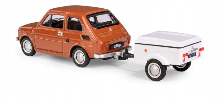 Zestaw Fiat 126p + przyczepa Niewiadów N250C - brązowy