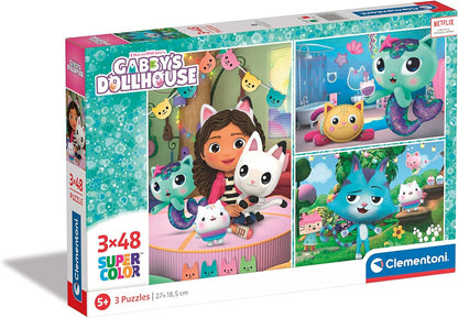 Puzzle 3x48 super kolor koci domek gabby