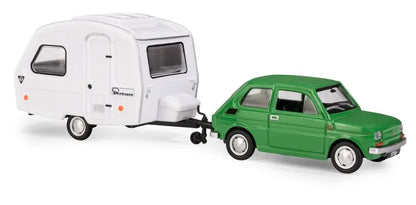 Fiat 126p + przyczepa kempingowa Niewiadów K-608 zielony