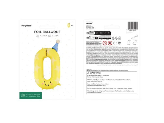Balon foliowy Cyfra 0, 86cm żółty