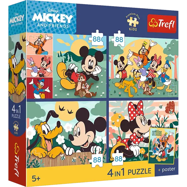 Puzzle Premium Plus Kids, Disney 4 x 88 el. Razem z przyjaciółmi