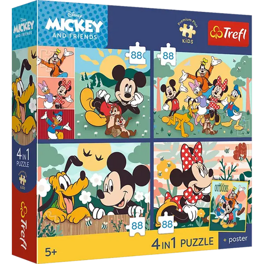 Puzzle Premium Plus Kids, Disney 4 x 88 el. Razem z przyjaciółmi