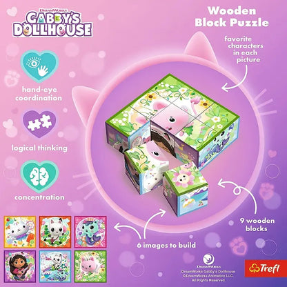 Drewniane klocki puzzle - Koci Domek Gabby