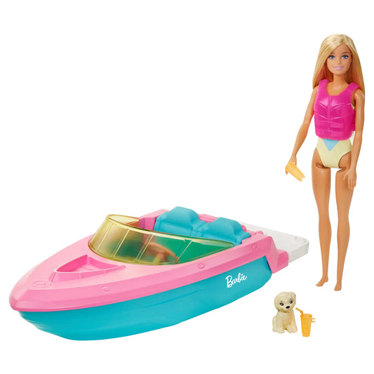 Barbie zestaw lalka + motorówka