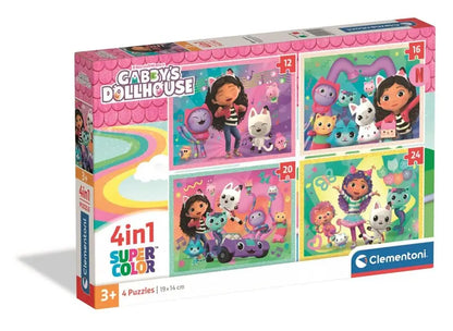 Puzzle 4w1 SuperKolor Koci Domek Gabi