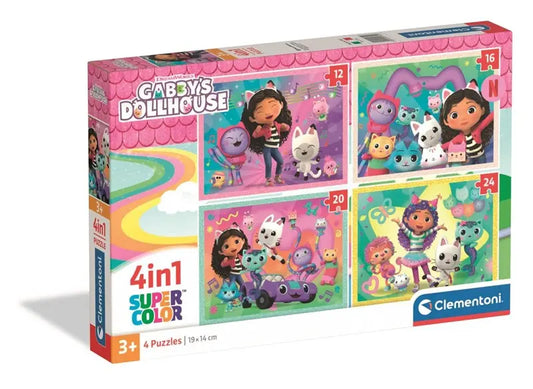 Puzzle 4w1 SuperKolor Koci Domek Gabi