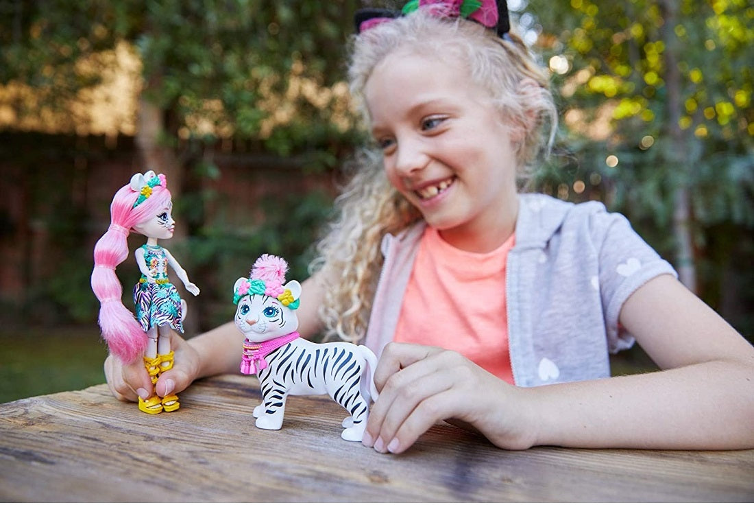 Barbie Enchant lalka+d.zwierz Biały tygrys GFN57/6