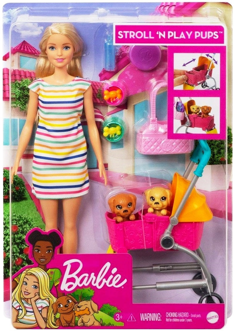Barbie zestaw lalka+spacerówka z pieskami GHV92 /4