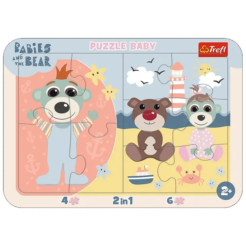 Puzzle ramkowe, Baby Bobaski i Miś, Słodkie bobaski