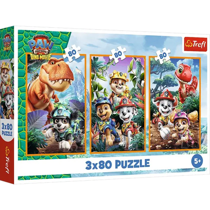 PUZZLE 3x80 Bohaterowie dinozaurów PsiPatrol 34905