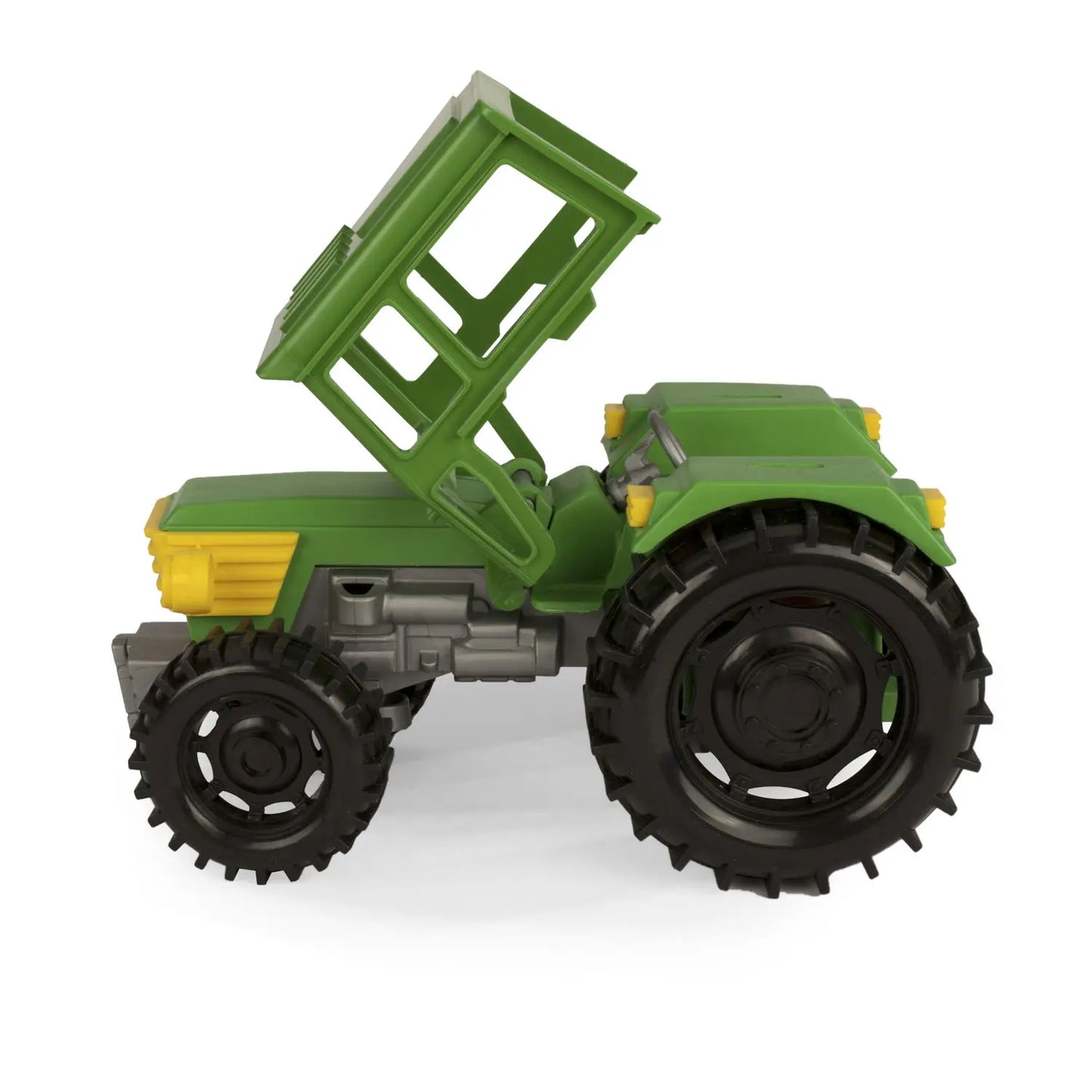 Farmer traktor z przyczepą na konia