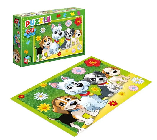 Pieski / kwiatki puzzle 60 elementów
