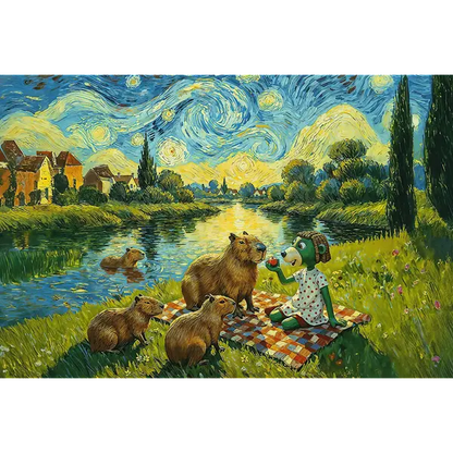 Puzzle Rodzina Treflików, Inspired By Art 100 el. Karmiąc kapibary