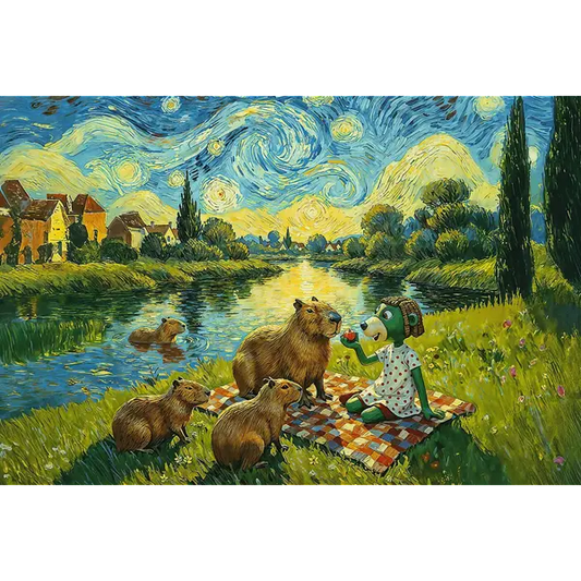 Puzzle Rodzina Treflików, Inspired By Art 100 el. Karmiąc kapibary