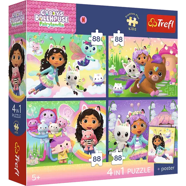 Puzzle Premium Plus Kids, Koci Domek Gabi 4 x 88 el. Kocie harce