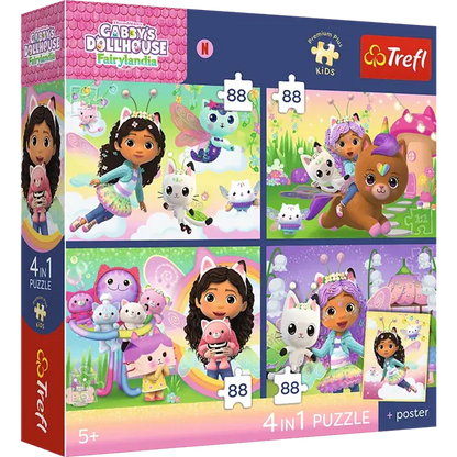 Puzzle Premium Plus Kids, Koci Domek Gabi 4 x 88 el. Kocie harce
