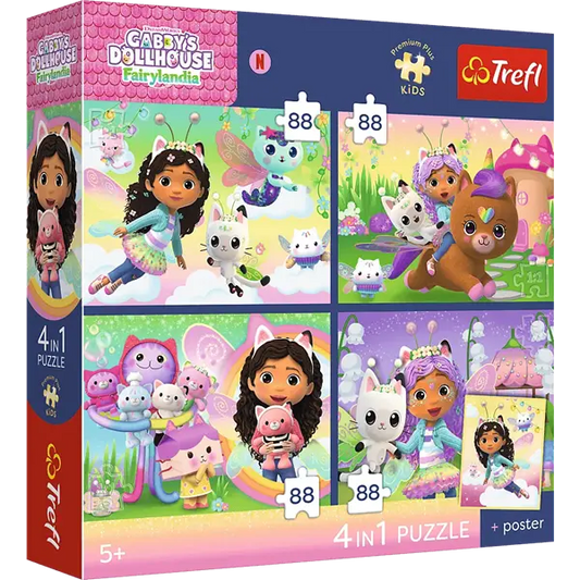 Puzzle Premium Plus Kids, Koci Domek Gabi 4 x 88 el. Kocie harce