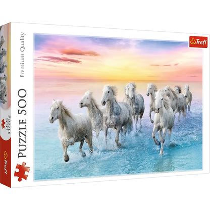 Puzzle 500 białe konie w galopie