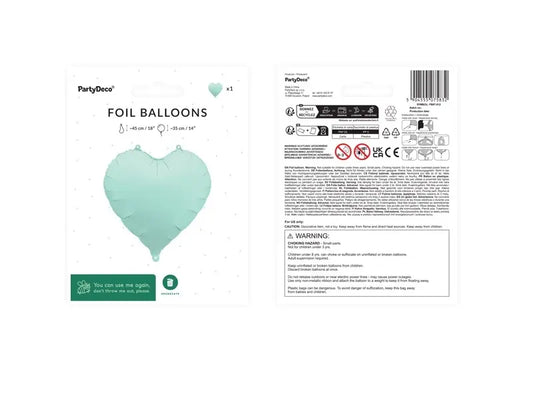 Balon foliowy Serce 45cm zieleń