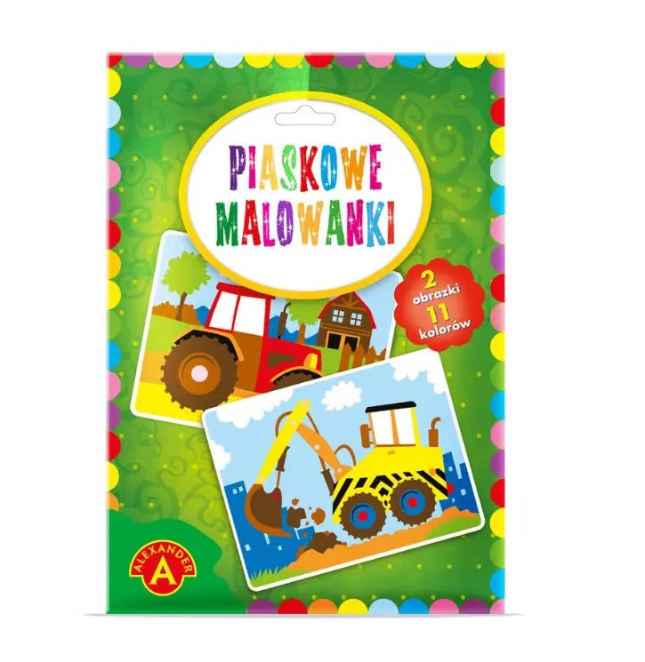Piaskowe malowanki koparka traktor