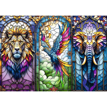 Puzzle 1000 elementów - witraż z zwierzętami