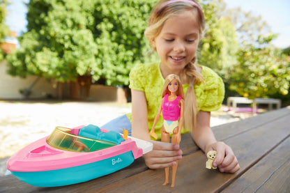 Barbie zestaw lalka + motorówka