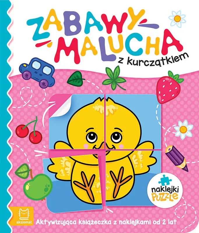 Aksjomat zabawy malucha z kurczątkiem aktywizująca książeczka z naklejkami puzzlami