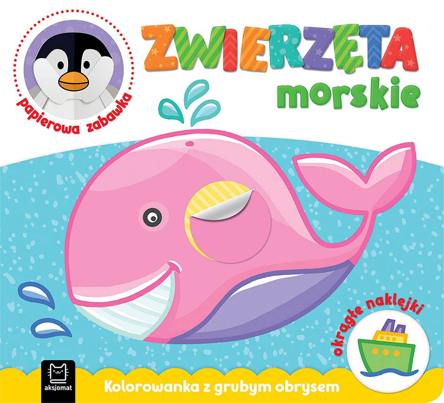Aksjomat zwierzęta morskie kolorowanka z grubym obrysem okrągłe naklejki papierowa zabawka