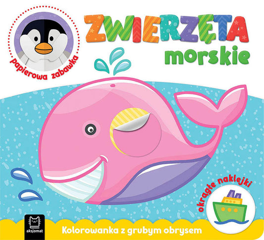 Aksjomat zwierzęta morskie kolorowanka z grubym obrysem okrągłe naklejki papierowa zabawka