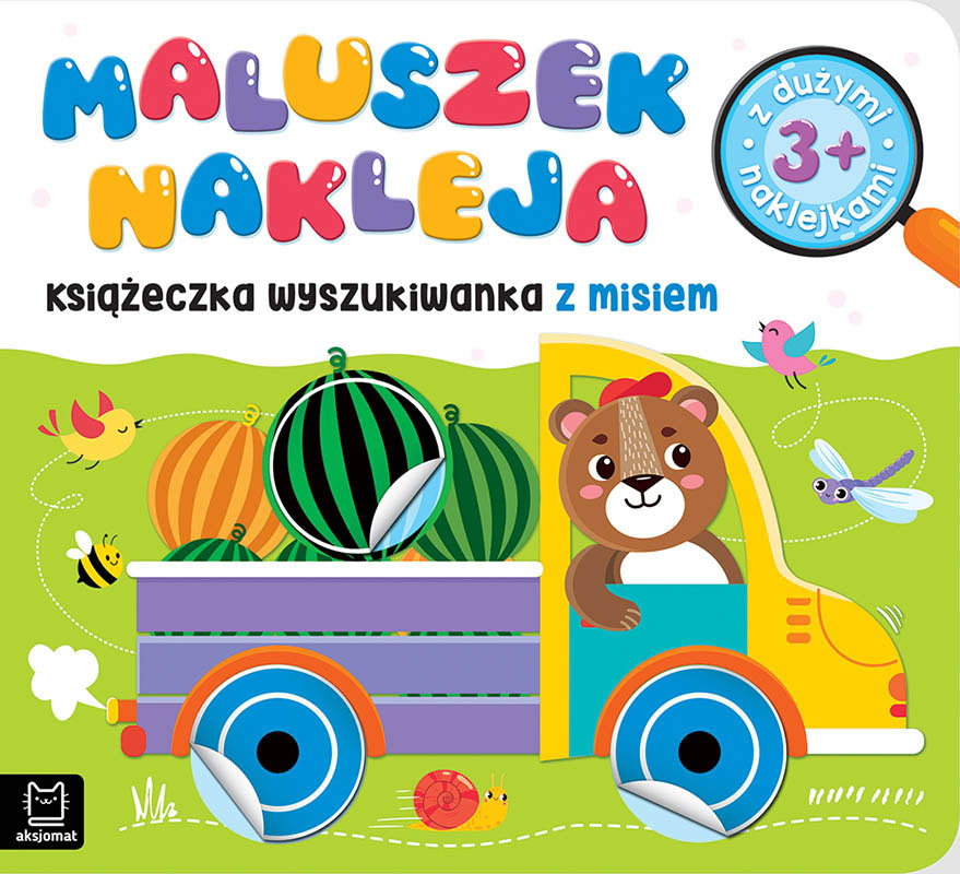 Maluszek nakleja. Książeczka wyszukiwanka z misiem, z dużymi naklejkami